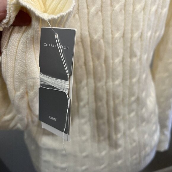Charter Club Cotton Cable Knit Collared Sweater Beige Women PM - Picture 6 of 11
